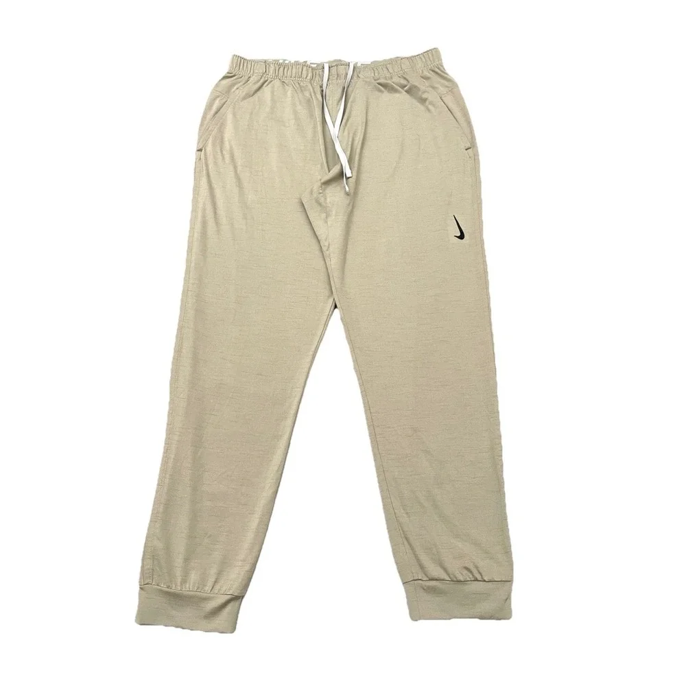 Nike Men's Hyper Dri-FIT Yoga Pants XL Beige Joggers Stretch Wicking Breathable